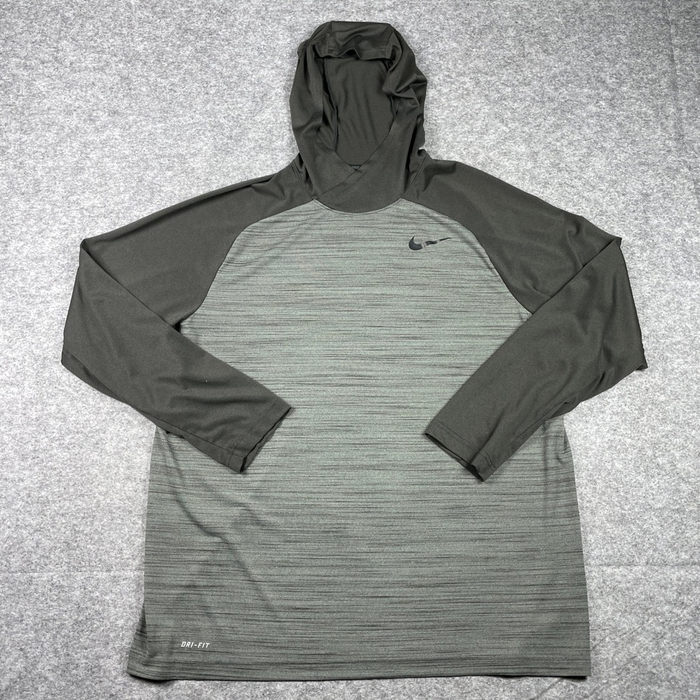Nike Hoodie Mens XXL Gray Dri-FIT Training Pullover Space Dye 696063-037